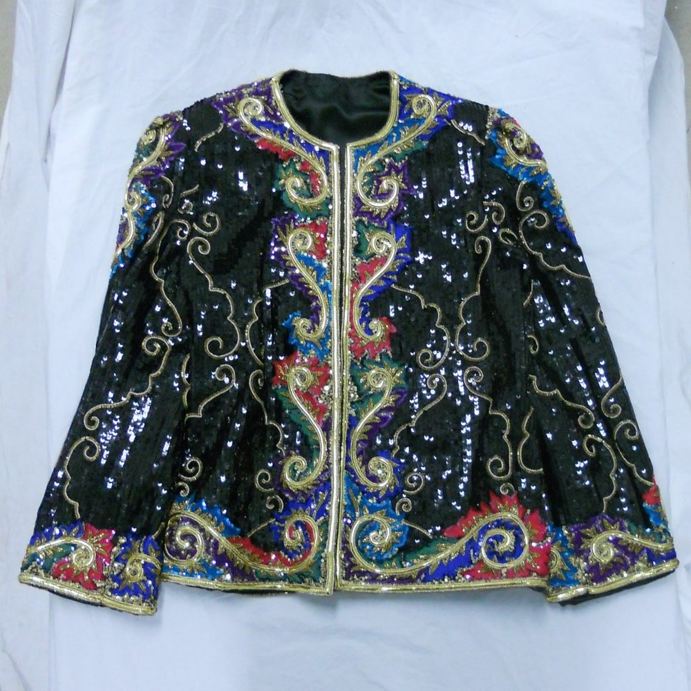 Nye Sequin Evening Jacket Euc Designer - image 8